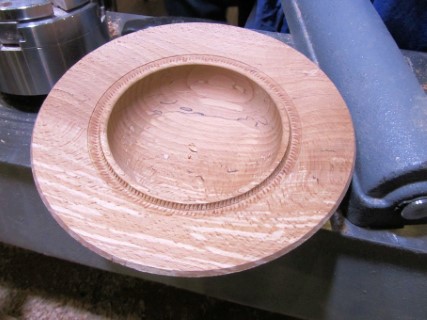 The final piece of the day. A textured beech bowl on top.....